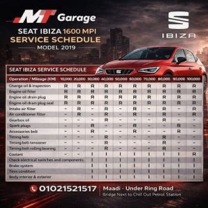 جدول صيانة سيات 2019