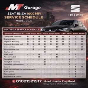 جدول صيانة سيات 2023