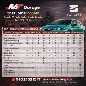 جدول صيانة سيات 2024